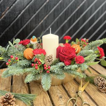 Red Robin Candle Centrepiece
