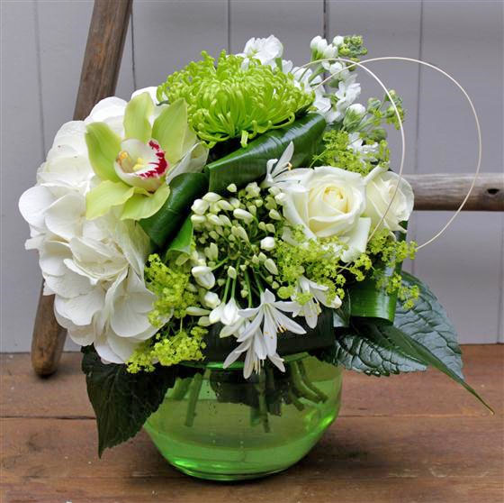 Emerald Globe Vase Flowers By Moira